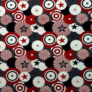 Red   Blue Fans Patriotic Cotton Fabric