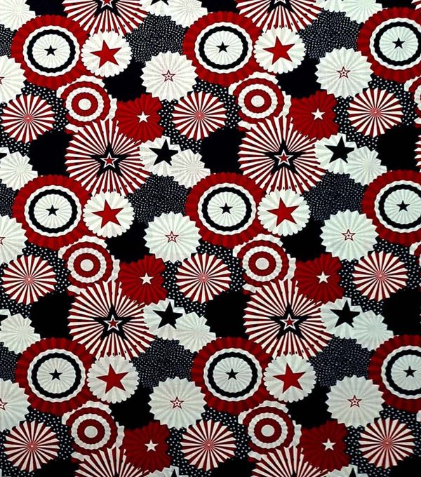 Red   Blue Fans Patriotic Cotton Fabric
