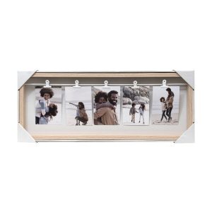 Enchante 4 x 6 Wood 5 Photo Collage Frame with Clips