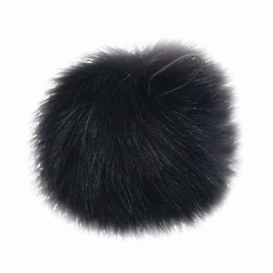 5 Black Faux Fur Pom   Loop by K+C