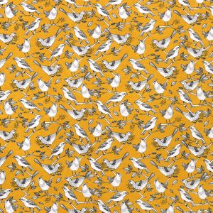 Bird On Mustard Super Snuggle Flannel Fabric