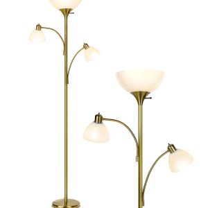 Brightech Sky Dome Double LED Floor Lamp   Brass