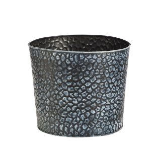Nearly Natural 11.5 Embossed Tin Bucket With Pebble Pattern