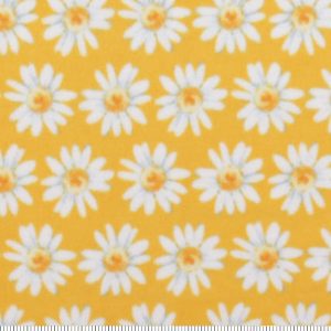 Daisies on Yellow Anti Pill Fleece Fabric