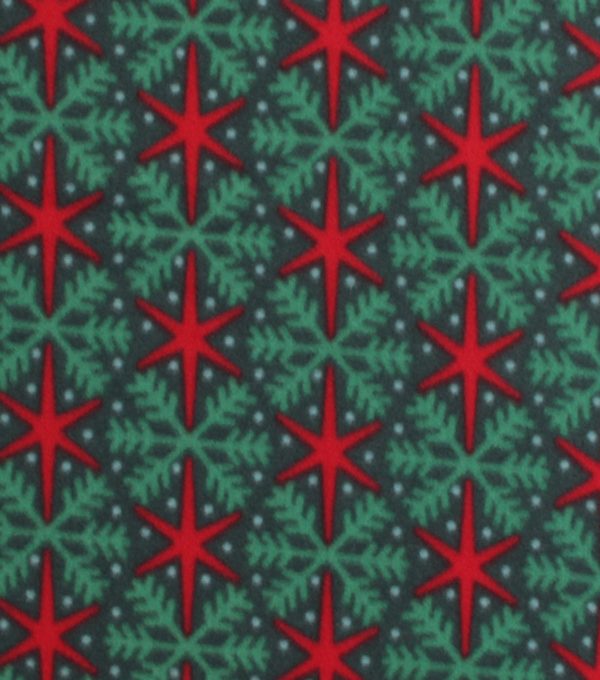 Red   Green Snowflakes Blizzard Fleece Fabric