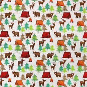 Sketched Animal Camping Super Snuggle Flannel Fabric