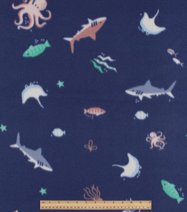 Sea Animals Blizzard Prints Fleece Fabric - Image 2