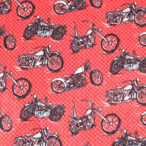 Motorcycles on Metal Grating Anti Pill Fleece Fabric