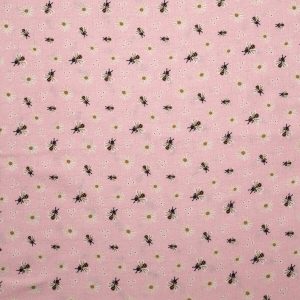 Daisies   Bees on Pink Quilt Cotton Fabric by Keepsake Calico