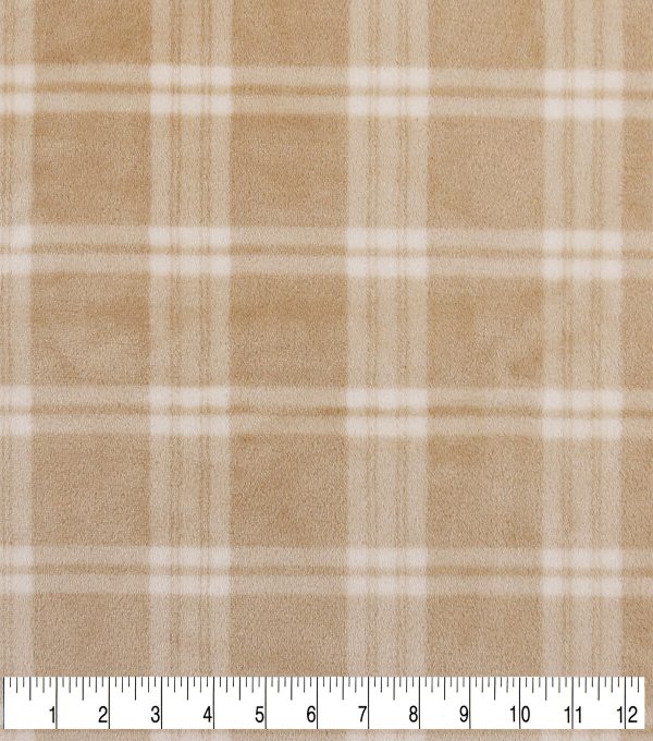 Cream Plaid Sew Lush Fleece Fabric - Image 3