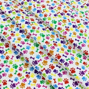 White Paw Novelty Prints Cotton Fabric