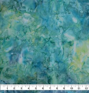 Blue Green Tie Dye Batik Cotton Fabric