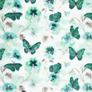 Green Dreamland Butterfly Floral Anti Pill Plush Fleece Fabric