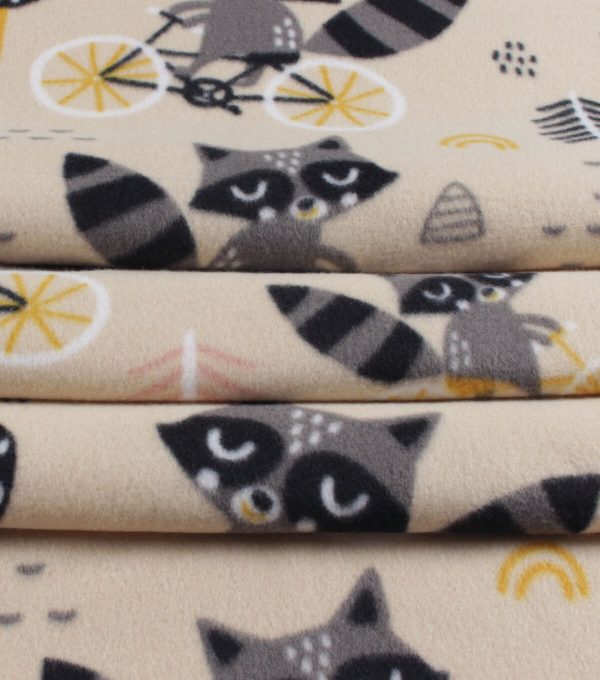 Racoons on Bikes Blizzard Fleece Fabric - Image 2
