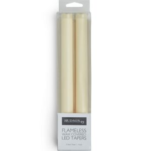 Flameless Cream LED Wax Taper Candles 2pk