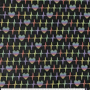 Heart Beat Rainbow Super Snuggle Flannel Fabric