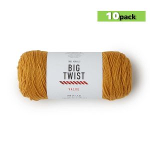 10pk Solid Mustard Medium Weight Acrylic 380yd Value Yarn by Big Twist