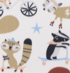 Animals On Skateboards On White Blizzard Fleece Fabric