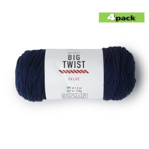 4pk Solid Navy Blue Medium Weight Acrylic 380yd Value Yarn by Big Twist