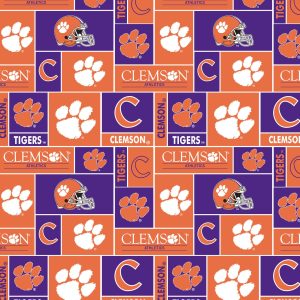 Clemson University Tigers Fleece Fabric Block