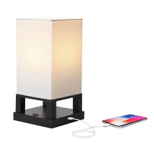 Brightech Maxwell LED Table Lamp with USB Port   Black