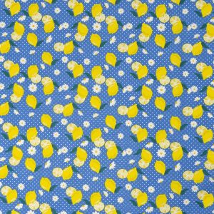 SINGER Lemons on Blue Novelty Cotton Fabric