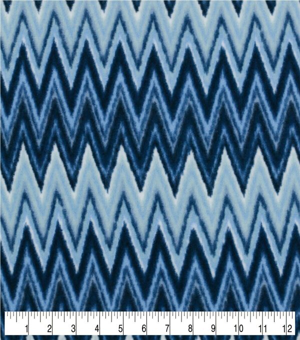 Blue Chevron Anti Pill Fleece Fabric - Image 3