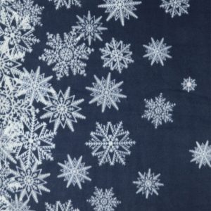White Snowflakes on Blue Gradient Anti Pill Fleece Fabric