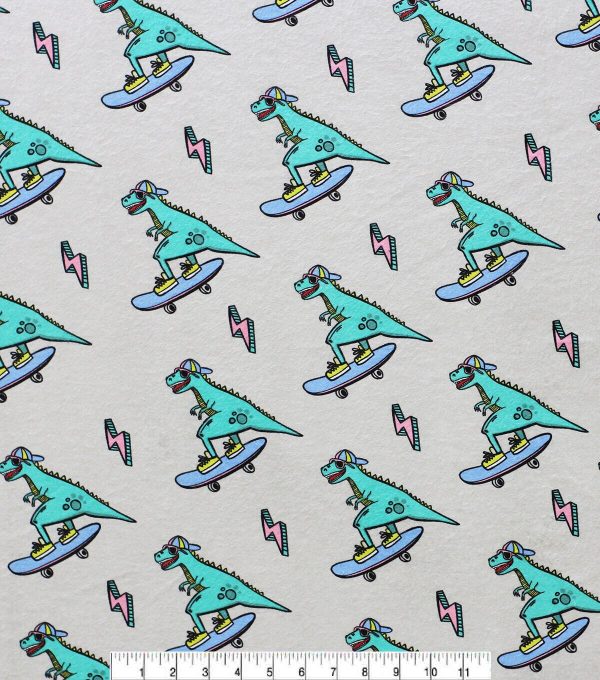 Dino Skater Super Snuggle Flannel Fabric - Image 2