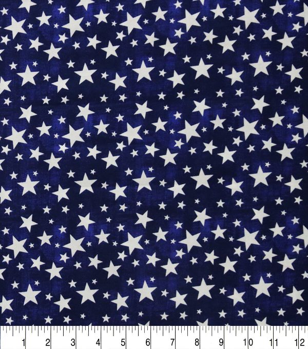 Stars on Navy Patriotic Cotton Fabric - Image 2