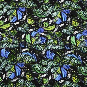 Butterfly Wings on Black Super Snuggle Flannel Fabric
