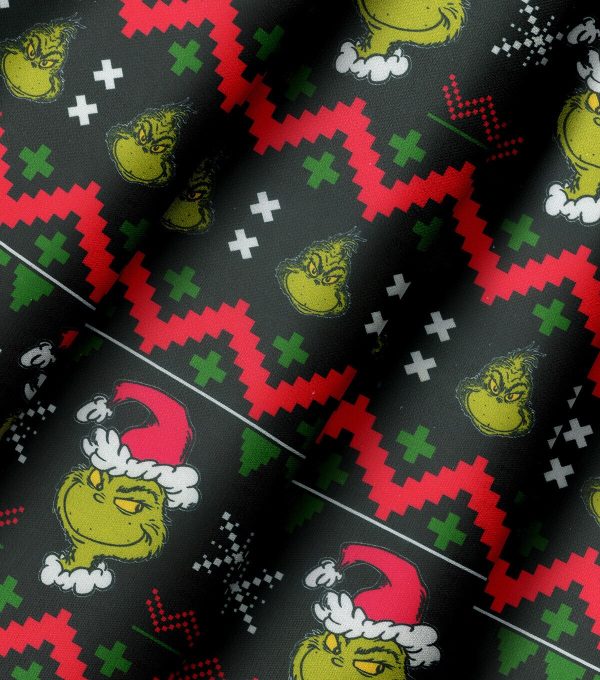 Grinch Ugly Sweater Christmas Cotton Fabric - Image 3