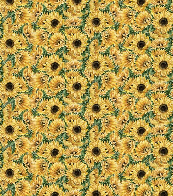 Yellow Sunflowers   Ferns Premium Cotton Fabric - Image 2
