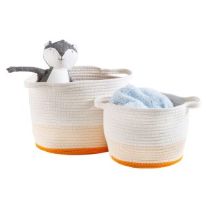 Honey Can Do 12 Orange   White Nesting Cotton Rope Storage Baskets 2ct