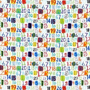 Blue Bright Numbers Novelty Cotton Fabric