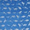 Foil Dinosaurs on Blue Pure Plush Fleece Fabric