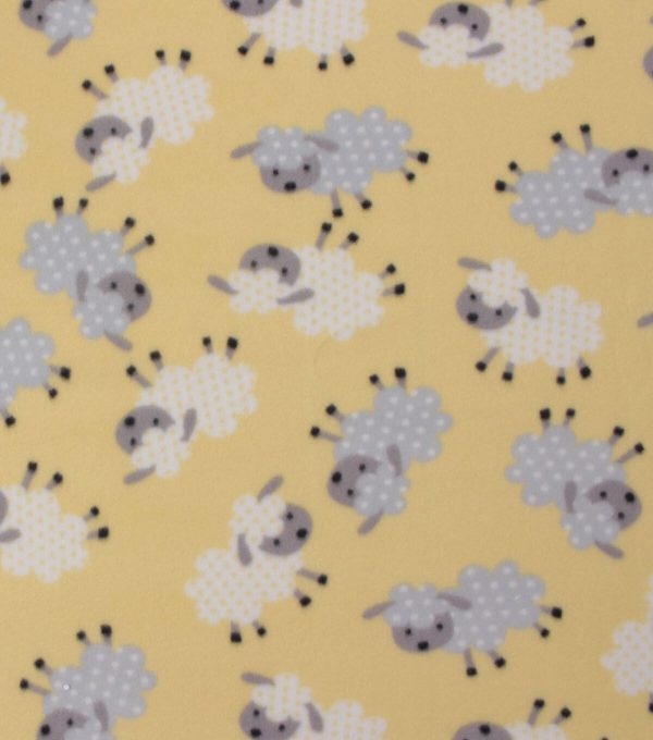 Blizzard Fleece Fabric Sheep on Yellow - Image 2
