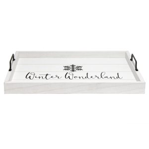 Elegant Designs Wood Serving Tray 15.50 x 12, Winter Wonderland
