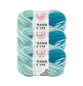 Lion Brand Wool Ease Fair Isle 348yds Worsted Yarn 3 Bundle - Light Aqua&turquo