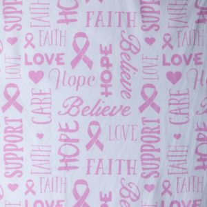 White Breast Cancer Believe   Hope Batik Cotton Fabric