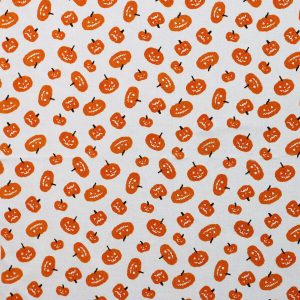 Glow in the Dark Pumpkins On White Cotton Fabric