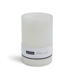 Flameless 4 6 LED Rustic White Pillar Candle