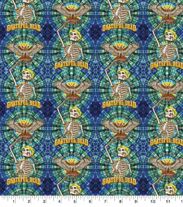Grateful Dead Cotton Fabric Skeleton Hawk
