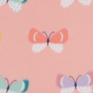 Flying Butterflies on Pink Blizzard Fleece Fabric