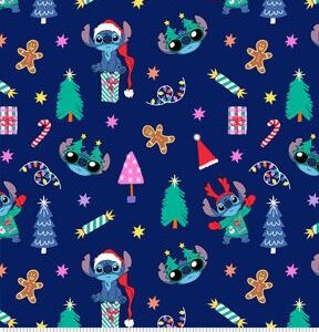 Stitch Christmas Icons Christmas Cotton Fabric
