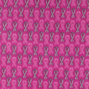 Breast Cancer Awareness Ribbons on Pink Anti Pill Fleece Fabric
