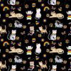 Fabric Traditions Cats   Rainbows on Black Novelty Cotton Fabric