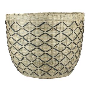 Northlight 12 Natural Brown   Black Woven Lattice Seagrass Basket