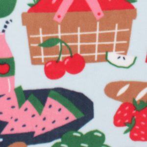Papercut Picnic on Blue Anti Pill Plush Fleece Fabric