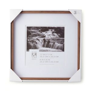 12 x 12 Matted to 8 x 8 Walnut Wall Frame Set 3pk by Place   Time